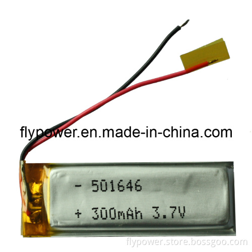 3.7V 300mAh Lithium Ion Polymer Battery Pack (1S1P of FLP-501646)